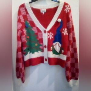 Major Label Group Cozy Holiday Cardigan with Festive Design Size S